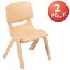 Flash Furniture Natural Plastic Stackable School Chair with 12" Seat Height, PK2 2-YU-YCX-001-NAT-GG